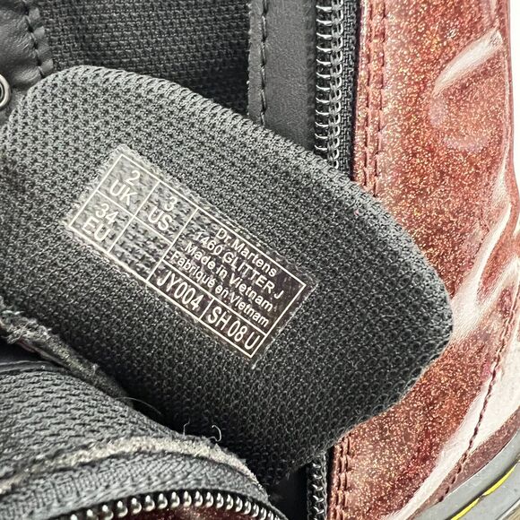 Dr. Martens Junior Girls US 3 EU 34 Brown 1460 Coated Glitter Lace Up Boots - Picture 9 of 9